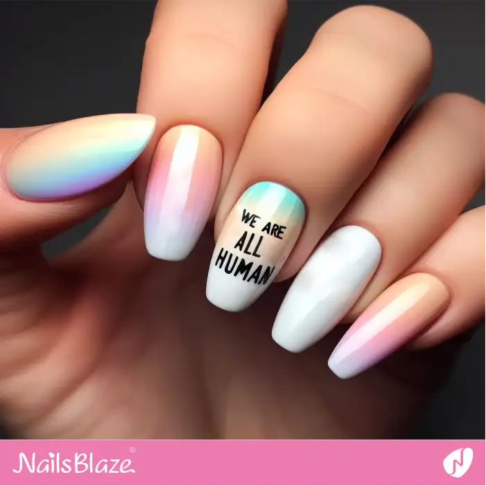We Are All Human Gradient Pastel Nails | Pride | LGBTQIA2S+ Nails - NB2098